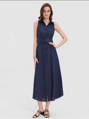 NWT a new day Button Front Belted Shirtdress